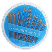 30Pcs Gold Eye Hand Sewing Needle Set With Alloy and Round-Blue