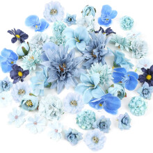 Kunstbloemknoppen 25-43 mm bloemhoofdjes-Lichtblauw Donkerblauw