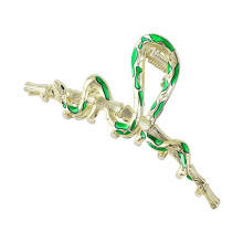 Decorative snake hairpin for girls, elegant hair clip, traditional costume hair styling accessory, Golden Bamboo Krait.