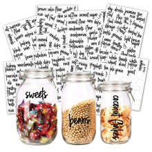 Preprinted Kitchen Stickers, Clear Pantry Labels for Organizing Food Containers, Jars, and Bins, Water Resistant, 168 Pieces, Enhance Your Kitchen's
