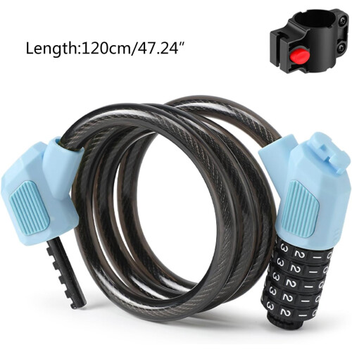 Bike Lock 5Digit Resettable Combination Cable Heavy Duty AntiTheft Bicycle Security 1