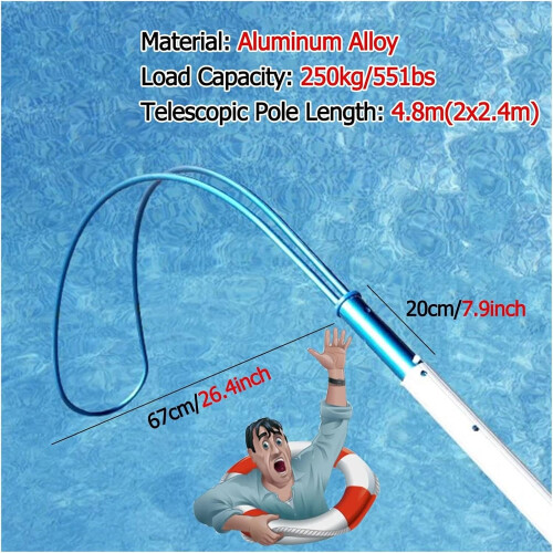 Professional Telescopic Safety Hook with Pole for Emergency Pool Cleaning 1
