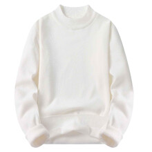 Men's Winter Sweater Cotton Long Sleeve Jumper Basic Fleece Shirt Regular Fit Warm Tops Thermal Vest Casual Lightweight Pullover White 3XL