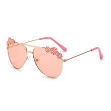Children's Sunglasses for Girls, Children's Aviator Glasses with Stainless Steel Metal Frame, Toddler Sunglasses, Children Sunglasses, 312 Years Pink