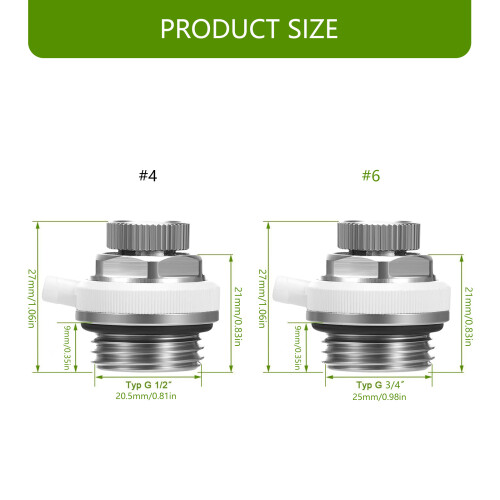 3Pcs Automatic Bleed Valves 1/2inch 3/4inch Radiator Bleed-DN20 1