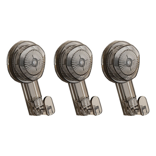 3Pcs Reusable Suction Cup Hook Bathroom Shower-Transparent gray