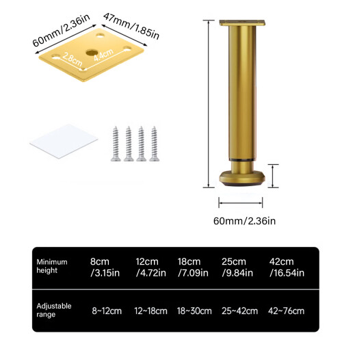 Home Decors Gold-Möbelbeine, multifunktionale-12 bis 18 cm 2