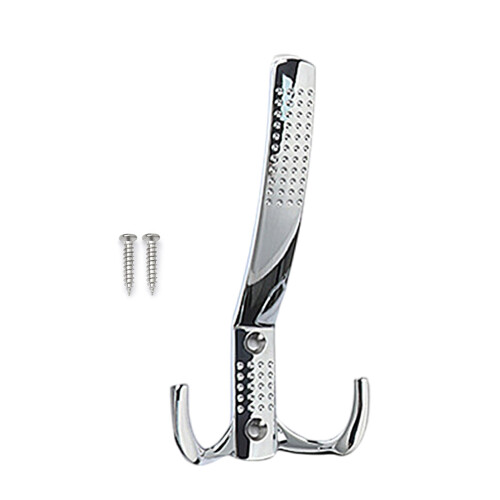 Wall Mounted Coat Hook Metal Double Prong Hook-Matt chrome