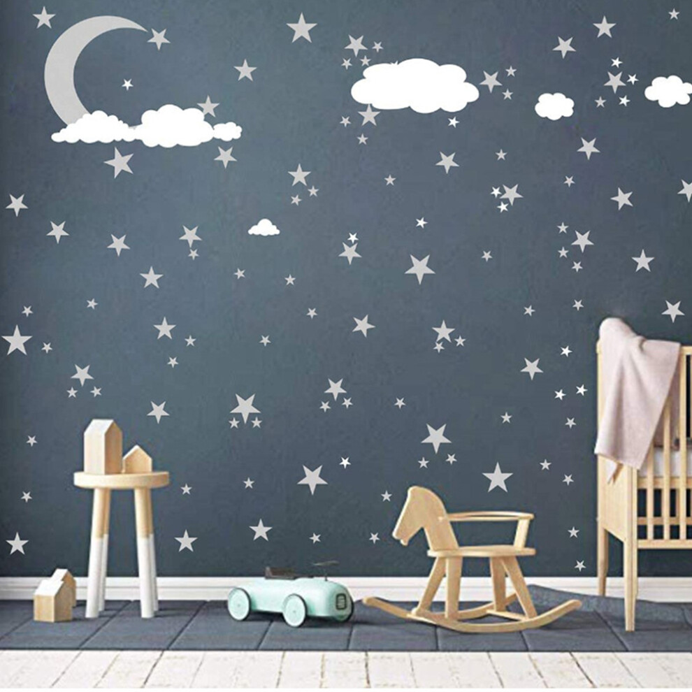 Easy To Use Wall Decals For Nursery Decor, Removable Star And Cloud Stickers Kids Room Decoration Peel And Stick Matte Vinyl Decals With Elegant