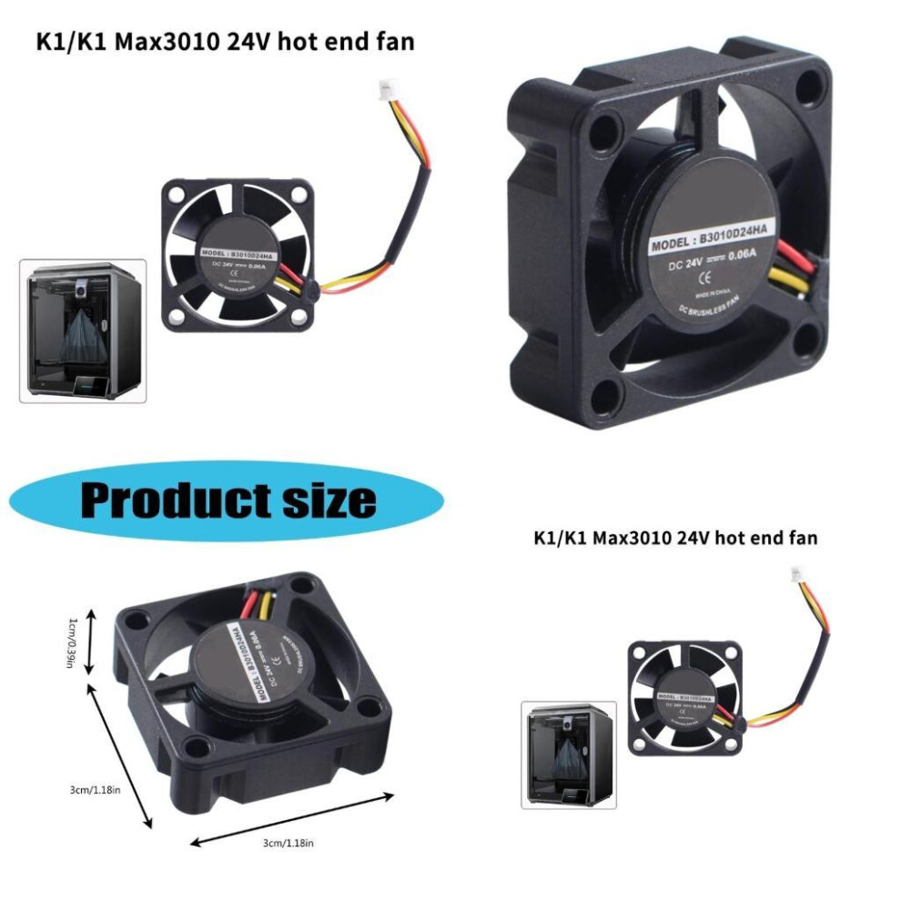 Double Bearing 3010 30Mm 30X30x10mm 24V 0.06A 13000Rpm Cooling Fan Computer Cooling Fan Case 3D Printer Part For K1 6935161501209
