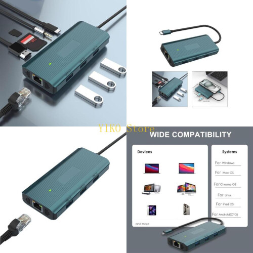 K32C USB C Hub, 9 σε 1 Προσαρμογέας πολλαπλών θυρών τύπου C με θύρα