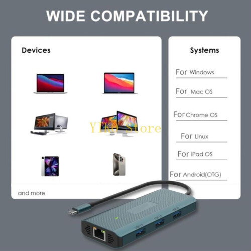 K32C USB C Hub, 9 σε 1 Προσαρμογέας πολλαπλών θυρών τύπου C με θύρα 1