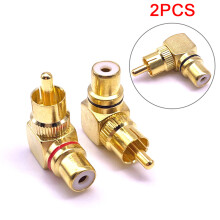 Hot 2 PCS Kupfer-L-förmiges RCA-Ecken-Ellbogen-90-Grad-Männchen-Umbau-Kopf 1 männliches 1 weibliches Wandsignalkabel Treasure