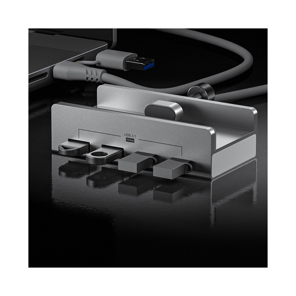 10Gbps Usb C Usb Hub 4 Ports Aluminum Usb 3.1 Docking Hub Clamp For Desk Computer With 5V 2A Extra Power Supply Port 6935161474237
