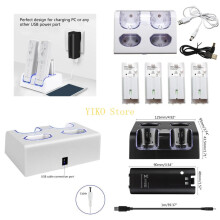 K32C 4-in-1 LED-Fernsteuerungsladestation Wiederaufladbares 4 x 2800mAh Akku-USB-Kabel für / für Sie