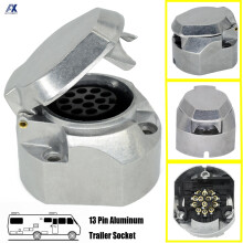 Langlebiger Aluminium-Euro RU-Anhängerstecker 13-poliger 12V-Wasserdichter Metallstecker Elektrischer Stecker Boots-LKW Wohnmobil-Caravan-Ersatzteile
