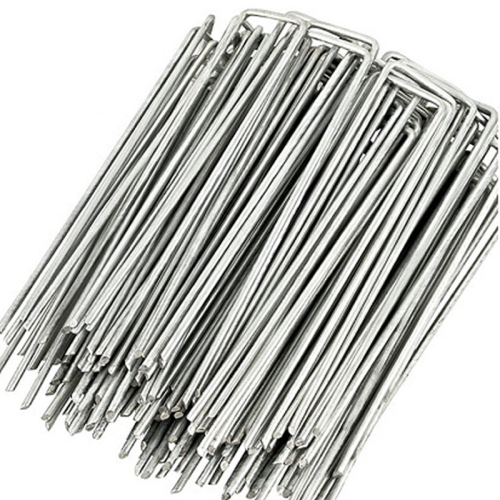 100 stk U-formede forankringspinde til haven Silver 10 cm