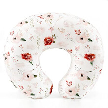Nursing Pillow Cover Stretchy Minky Removable Slipcover for Breastfeeding Pillows, Soft Watercolor Rose Design, Orange Pink