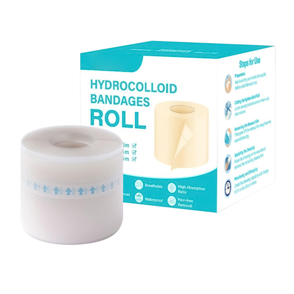Hydrocolloid Bandages Roll with Silicone Scar Sheets, Waterproof Medical Patch for Face and Body 5x300cm