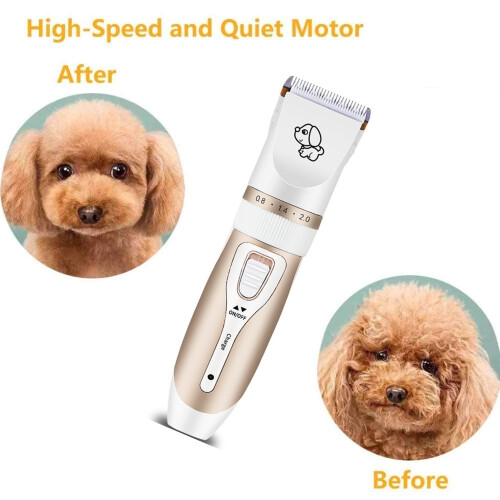 Wireless silent dog trimmer with accessories Gold / White 1