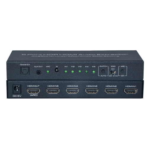 5-Port HDMI 2.0 4K/60Hz Switch with Audio Extractor - Seamlessly Connect Multiple Devices
