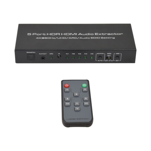 5-Port HDMI 2.0 4K/60Hz Switch with Audio Extractor - Seamlessly Connect Multiple Devices 1