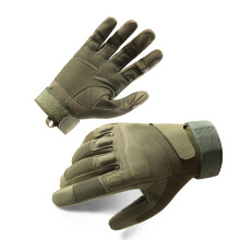 Full Finger Microfiber Leather Riding Gloves M Size OD Green Breathable Windproof