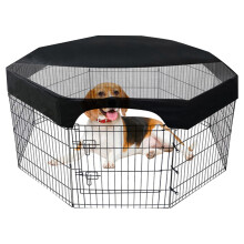 Octagonal Dog Playpen Cover, Sunproof , Breathable Mesh Dog Crate Cover, Fits All 24' Width 8Panel Pet Pens, Safety Cover Only for S