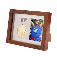 Cadre d'exposition en bois pour médailles sportives, vitrine de haute qualité pour médailles et photos avec finition raffinée, structure durable