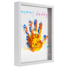 Family Handprint Kit, DIY Craft Keepsake Wooden Frame, Non-Toxic Paints Transparent Sheets for Creating Personalised Print Frame, Baby Hand and Footpr