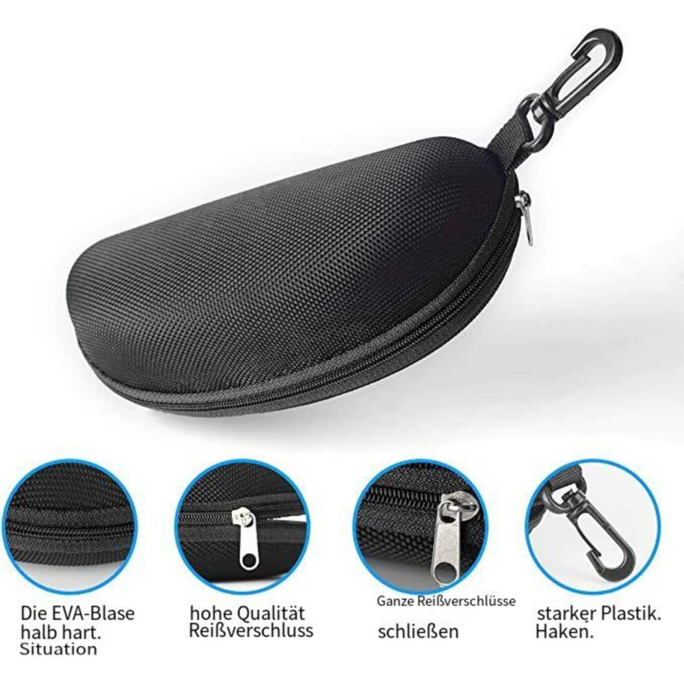 Eyeglass Case for Sunglasses, Sunglasses Case Shockproof Semi Hard EVA Zipper Closure Protective Glasses Storage with Keychain Clip, Lightweight