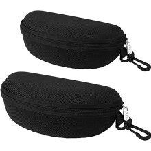 Sunglasses Case With Carabiner Clip, Crush Resistant Travel Case For Eyeglasses And Safety Goggles, Portable Hard Shell Box With Zipper Closure, Soft