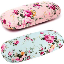 Eyeglasses Cases, Hard Shell Eyeglasses Protector with Flower Design Soft Fabric Exterior Scratch Resistant Interior, Fashionable Pattern Portable