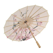 Chinese Classical Style Parasol, Handmade Umbrella with Plum Blossom Painting, Oiled Paper Umbrella for Dancing Props and Photography, Asian Theme