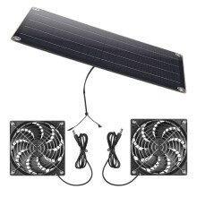 Dual Fans Ventilation System, Dual Fans Waterproof Solar Powered Exhaust Fan Kit, Portable Solar Exhaust Ventilation for Greenhouse Shed Chicken Coop