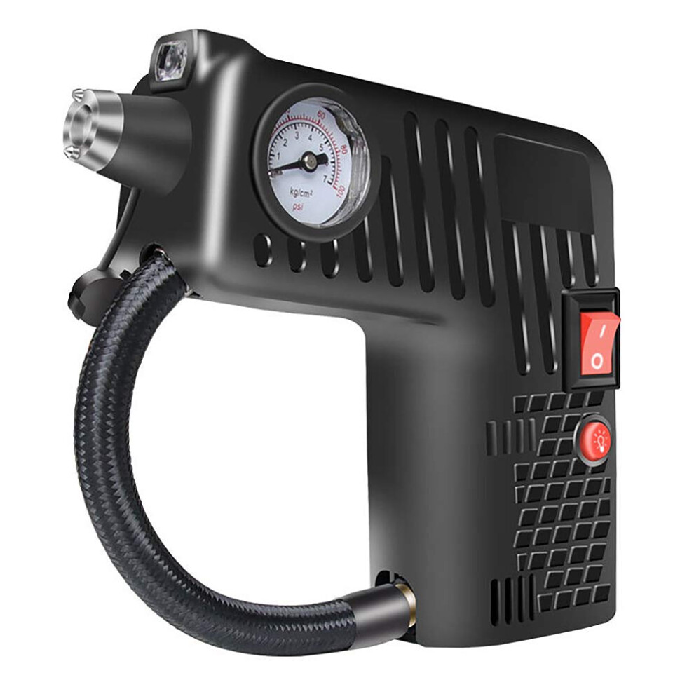 Inflatable Pump Air Compressor Portable Air Inflator Safety Hammer Led Illumination For Car Bicycle Balls Ref: 8381 Black 9382693609663