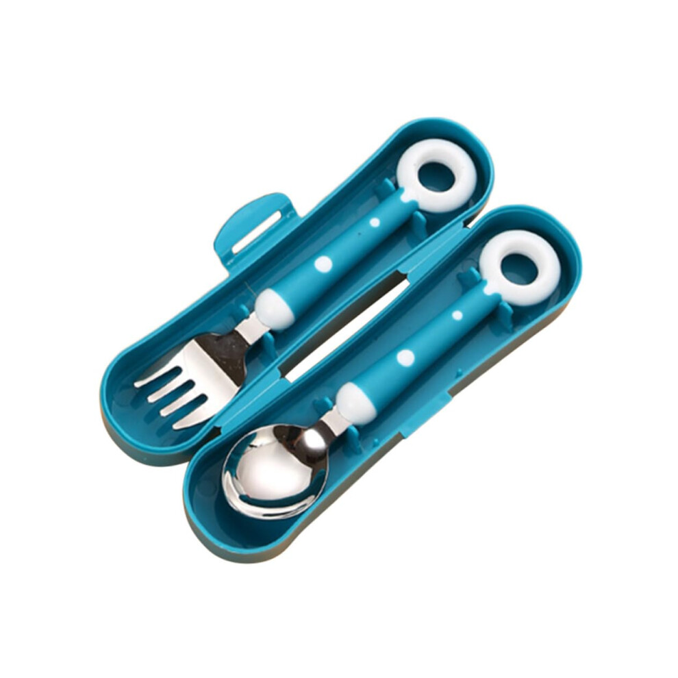 Baby Feeding Utensils Stainless Steel Silicone Toddler Spoon Fork Set Easy Self Feeding Colorful