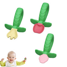 Strawberry Silicone Spoon and Fork Set for Babies, Anti-Choke Design, Green and Pink, Dishwasher Safe for Weaning