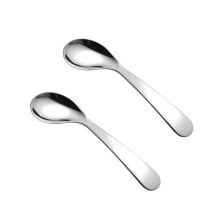 2Pcs Baby Training Spoon Stainless Steel Bent Handle Smooth Edge Safe Toddler Learning Spoon