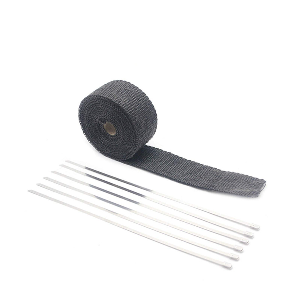Exhaust Heat Wrap 10M Temp Fiberglass Tape For Motorcycle And Car Exhaust Pipe Shield Black 9189345209383