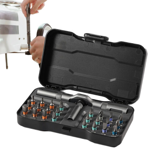 Portable Ratchet Screwdriver Set, Magnetic Drive, THandle, Compact  Kit With Bits For Electronics And Computers