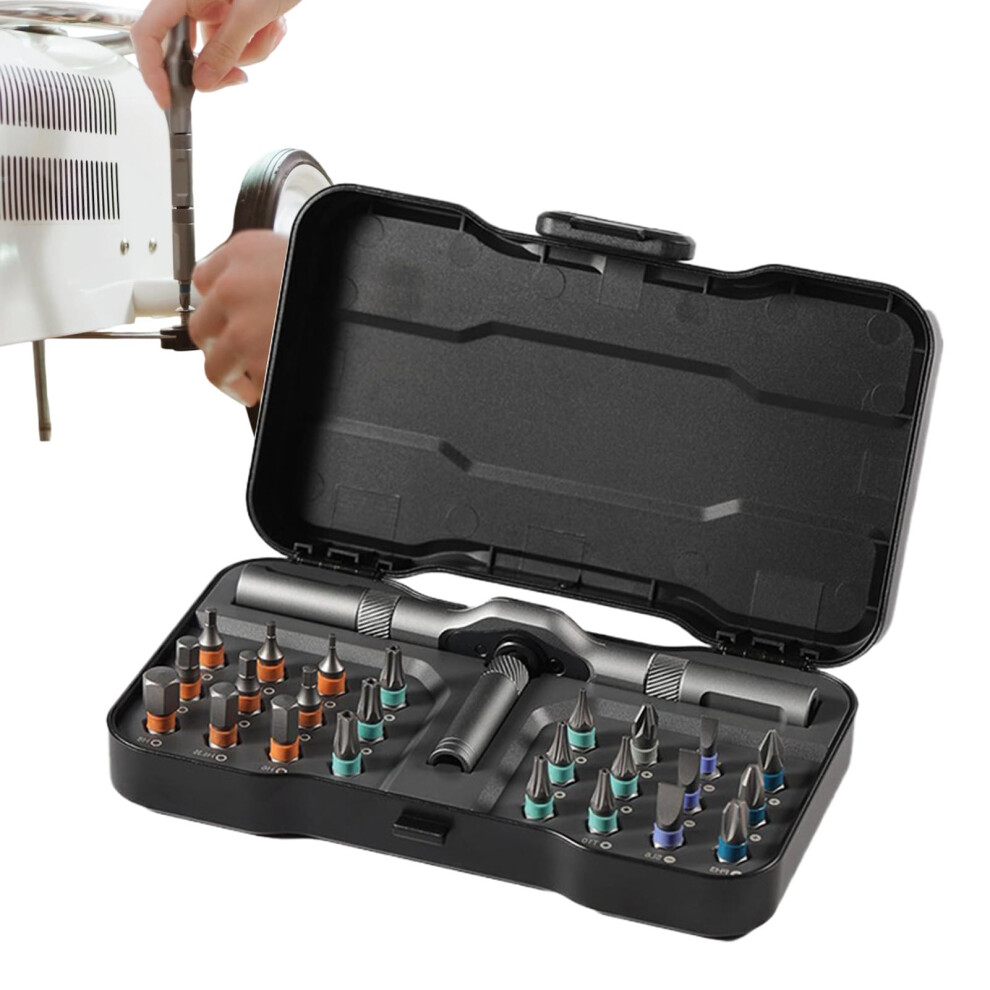 Portable Ratchet Screwdriver Set, Magnetic Drive, Thandle, Compact Kit With Bits For Electronics And Computers 9382693610843