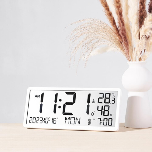 LCD Digital Alarm Clock Temperature Sensor, Desktop And Wall Mountable, Manual And Automatic Display AdjustabilityA 1