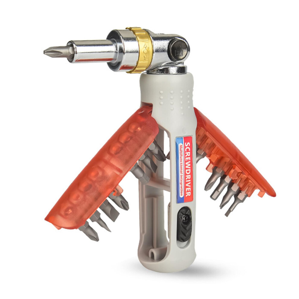 Ratcheting Angled Screwdriver Set 14Piece For Electronics And Automotive Red Handle Household Toolkit 9189345209642