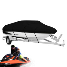 Heavy Duty Waterproof Boat Cover 190T Oxford Cloth Dinghy Cover AllWeather Marine Protection Black S