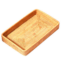 Natural Rattan Color Wicker Basket Organizer, Elegant Decorative Serving Tray for Multi-Purpose Serving Tray, Classic Design for Indoor Outdoor Use (Y
