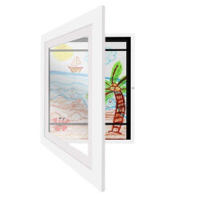 Changeable Kids Artwork Frame, A4 Size Solid Wood Construction With Real Glass Front, Eco-Friendly Material Ensures Safety, High Capacity Storage For