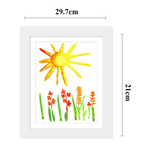 Multipurpose Kids Artwork Frame, A4 Size Solid Wood With Real Glass Front, Front Opening Design For Easy Artwork Changes, Magnetic Closure Ensures Sec 1