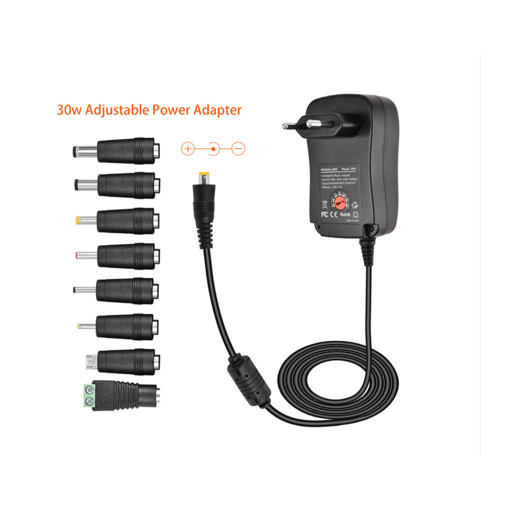 Adaptable Power Solution, Universal Ac Dc Adapter, Customizable Voltage Supply For Home Electronics, Center Positive, Reversible Polarity Tips, 30W 9128293487269