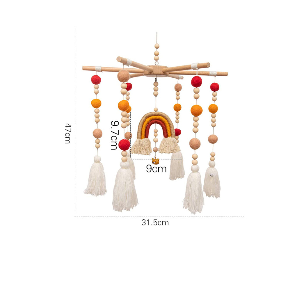 Gender Neutral Design, Boho Nursery Decor, Newborn First Gift, Macrame Rainbow Handmade Baby Mobile for Crib, Natural Friendly Material for Safe Baby